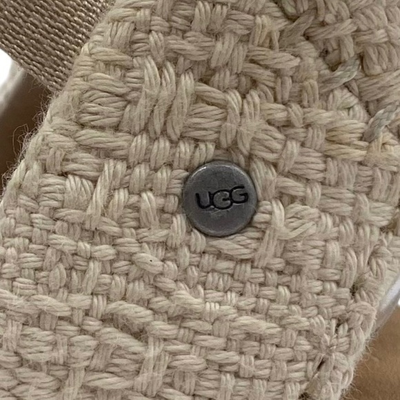 UGG Sandals Delmar Natural Espadrille Wedge Ankle Tie Size 8.5 - Picture 7 of 16